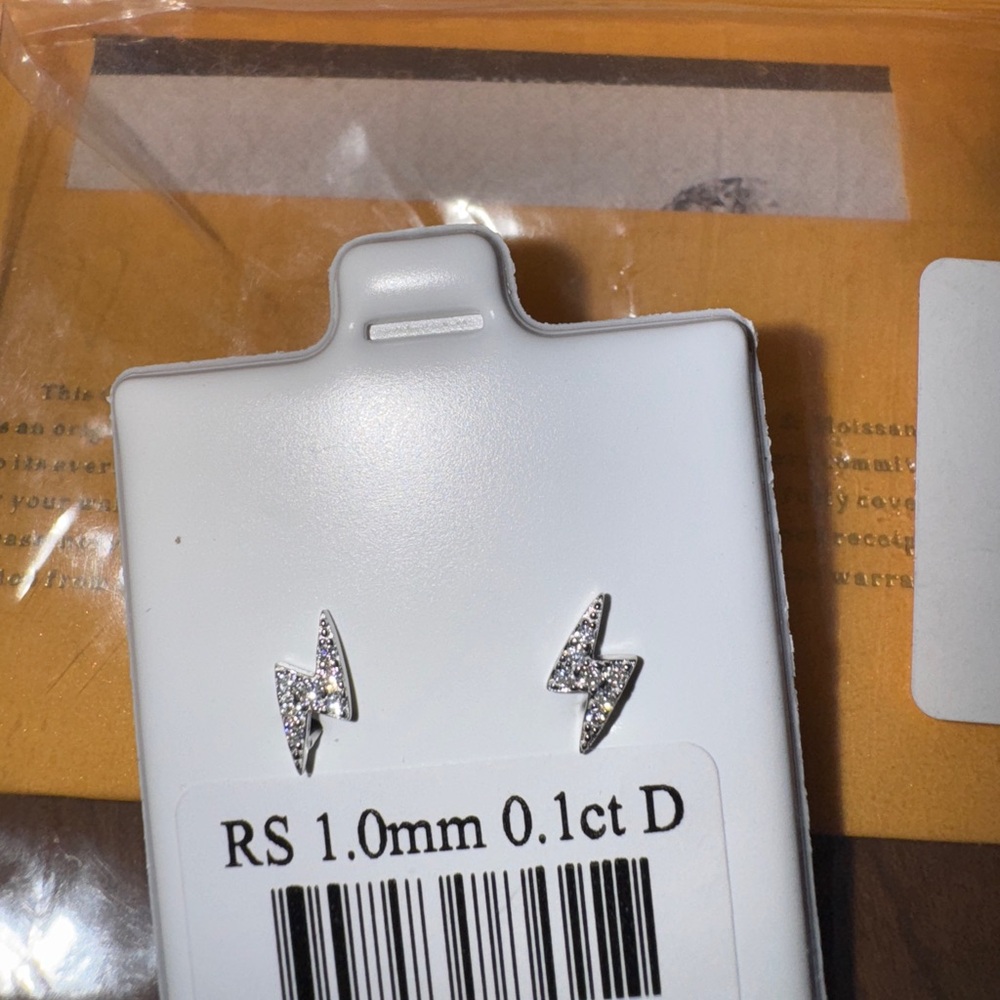 Solid Sterling Silver Moissanite Bolt Screwback E… - image 1